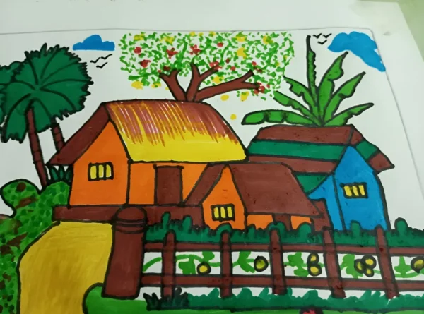 Realistic Hand Made Drawing of Village